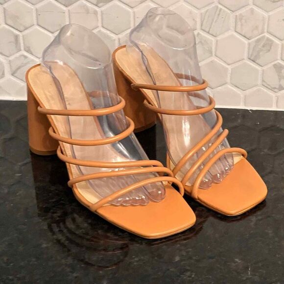 Nine West Glowy‎ Women's size 11 M Heel Sandals Multi Strap Square Toe Shoes New - Picture 1 of 9